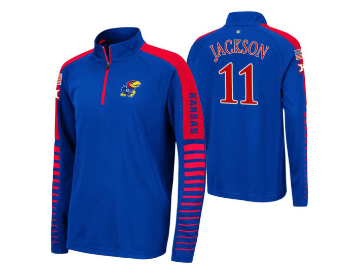 Kansas Jayhawks Josh Jackson Royal Rockzilla Raglan Quarter-Zip Jacket