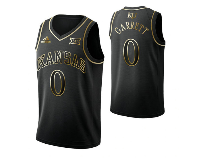 Youth Kansas Jayhawks #0 Marcus Garrett Black Authentic College Basketball Jersey