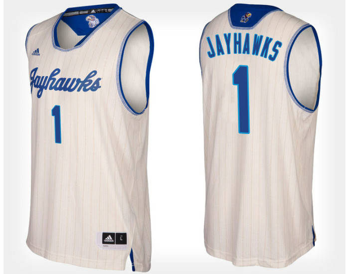 Youth Kansas Jayhawks #1 Cream Authentic College Basketball Jersey