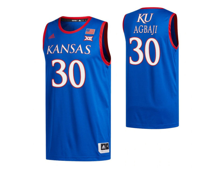 Youth Kansas Jayhawks #30 Ochai Agbaji Royal Replica College Basketball Jersey