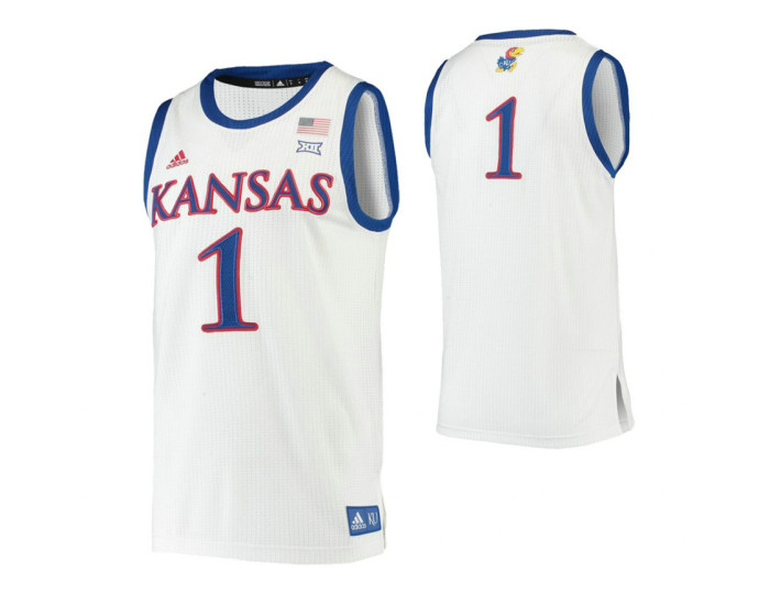 Kansas Jayhawks #1 Authentic College Basketball Jersey White
