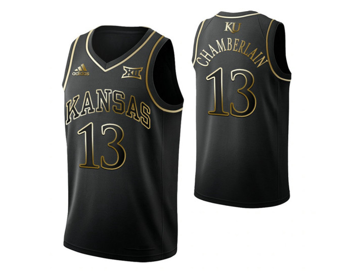 Kansas Jayhawks #13 Wilt Chamberlain Black Replica College Basketball Jersey