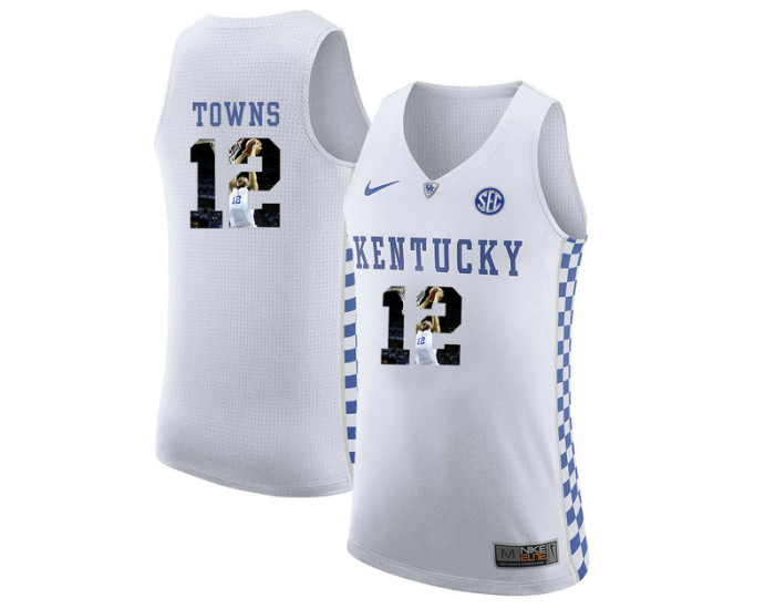 Kentucky Wildcats #12 Karl-Anthony Towns Authentic College Basketball Jersey White
