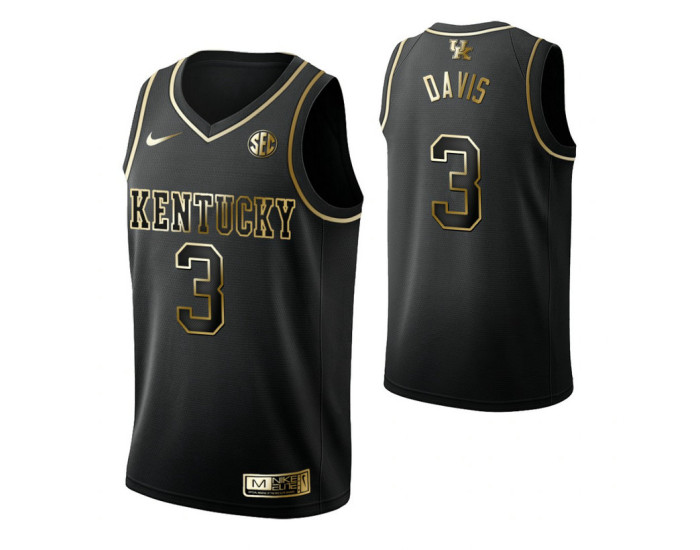 Anthony Davis Kentucky Wildcats Black Golden Edition Authentic College Basketball Jersey