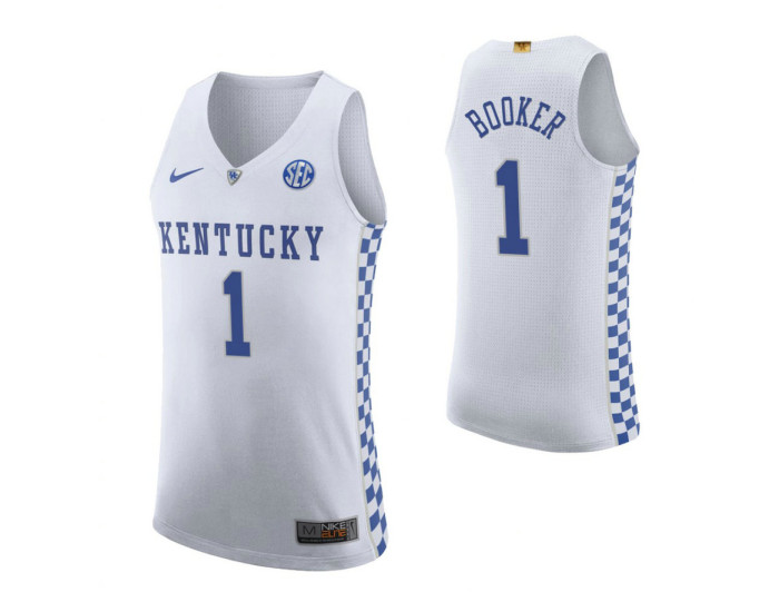 Youth Kentucky Wildcats #1 Devin Booker White Authentic College Basketball Jersey