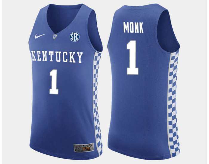 Kentucky Wildcats #1 Malik Monk Blue Road Authentic College Basketball Jersey