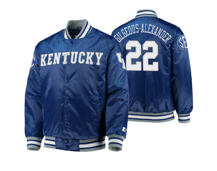 Kentucky Wildcats Shai Gilgeous-Alexander Royal O-Line Varsity Full-Button Satin Jacket