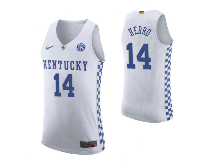Youth Kentucky Wildcats #14 Tyler Herro White Authentic College Basketball Jersey
