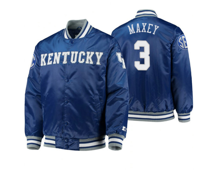 Kentucky Wildcats Tyrese Maxey Royal O-Line Varsity Full-Button Satin Jacket