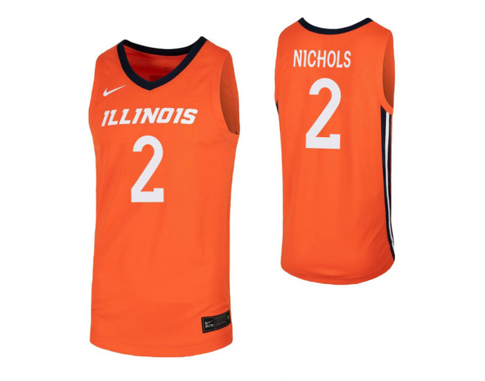Kipper Nichols Replica College Basketball Jersey Orange Illinois Fighting Illini