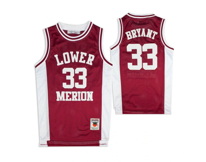 Lower Merion Kobe Bryant #33 High School Basketball Authentic College Basketball Jersey Maroon White