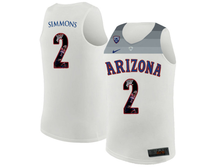 Arizona Wildcats #2 Kobi Simmons Authentic College Basketball Jersey White