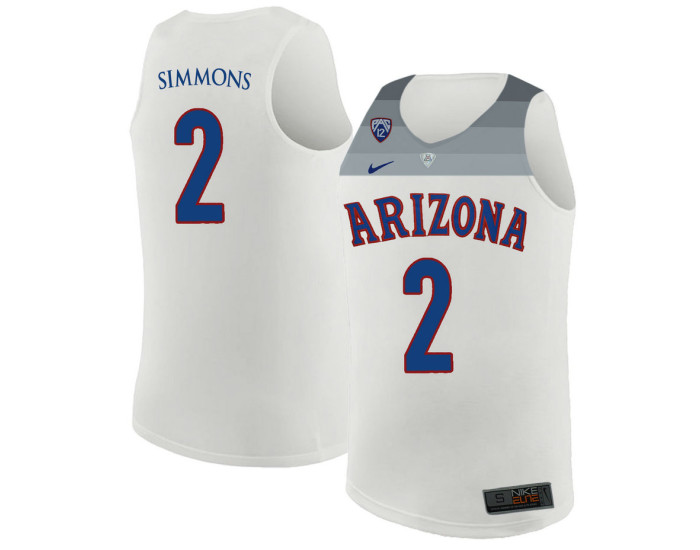 Arizona Wildcats #2 Kobi Simmons Replica College Basketball Jersey White