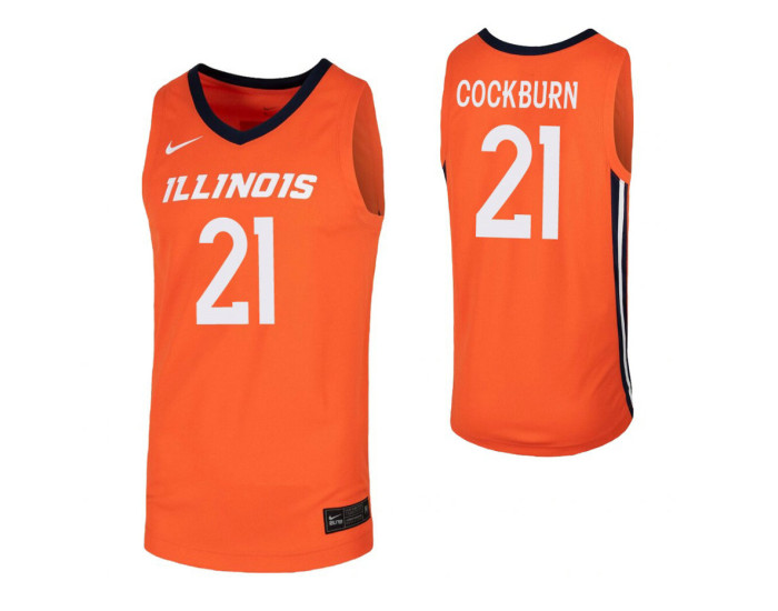 Kofi Cockburn Replica College Basketball Jersey Orange Illinois Fighting Illini