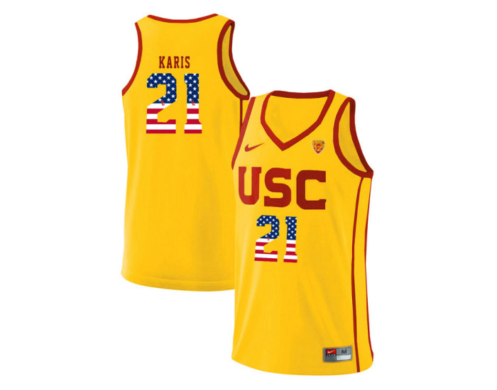 USC Trojans #21 Kurt Karis Authentic College Basketball Jersey Yellow