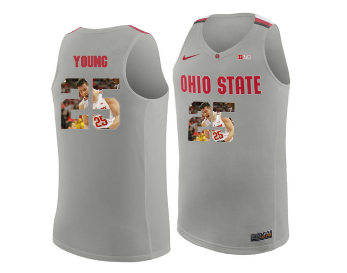 Ohio State Buckeyes #25 Kyle Young Replica College Basketball Jersey Gray