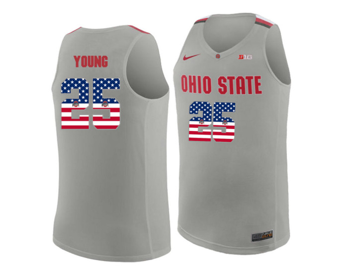 Ohio State Buckeyes #25 Kyle Young Replica College Basketball Jersey Gray