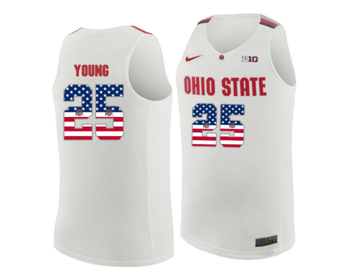 Ohio State Buckeyes #25 Kyle Young Replica College Basketball Jersey White