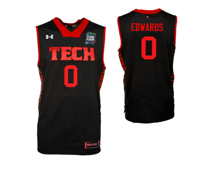 Texas Tech Red Raiders #0 Kyler Edwards Black Authentic College Basketball Jersey