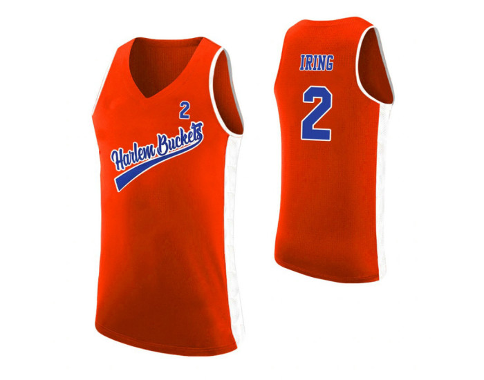 Harlem Buckets #2 Kyrie Irving Orange Authentic College Basketball Jersey