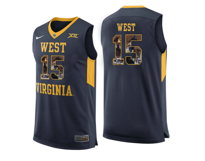 West Virginia Mountaineers #15 Lamont West Authentic College Basketball Jersey Navy