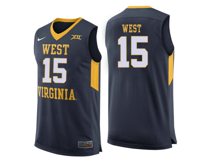 West Virginia Mountaineers #15 Lamont West Authentic College Basketball Jersey Navy