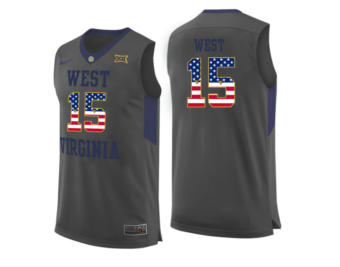 West Virginia Mountaineers #15 Lamont West Authentic College Basketball Jersey Gray