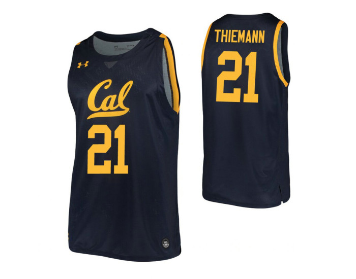 Youth California Golden Bears #21 Lars Thiemann Navy Authentic College Basketball Jersey