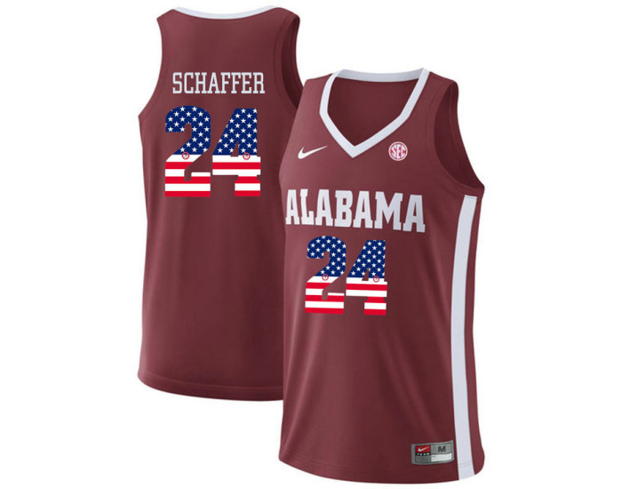 Youth Alabama Crimson Tide #24 Lawson Schaffer Authentic College Basketball Jersey Red