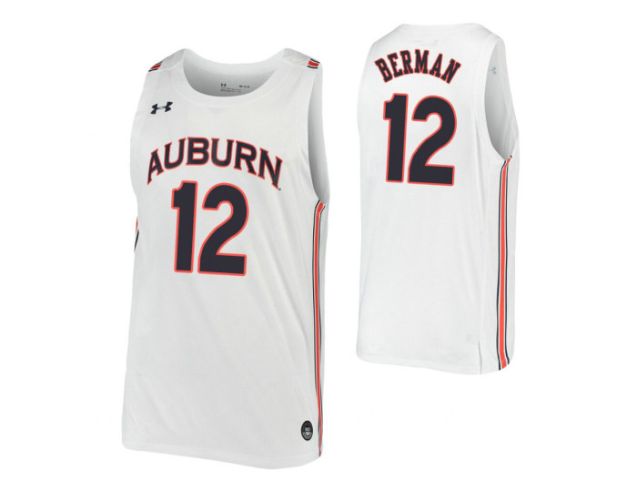 Auburn Tigers #12 Lior Berman White Authentic College Basketball Jersey
