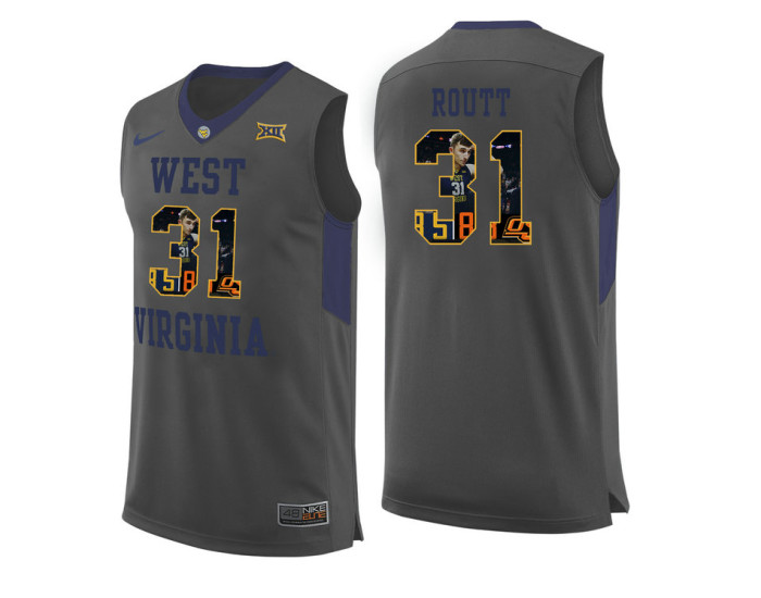 West Virginia Mountaineers #31 Logan Routt Replica College Basketball Jersey Gray