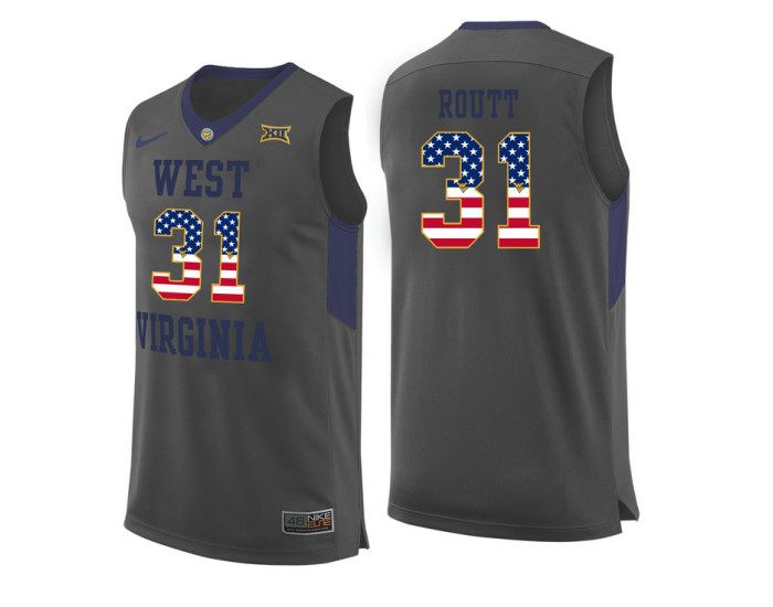 West Virginia Mountaineers #31 Logan Routt Authentic College Basketball Jersey Gray