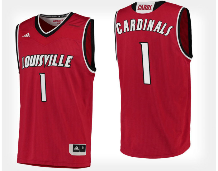 Louisville Cardinals #1 Red Authentic College Basketball Jersey