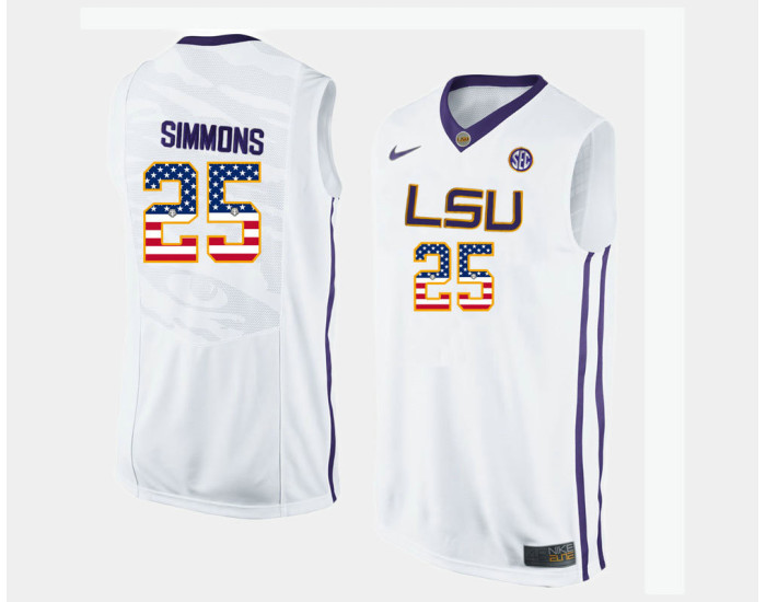 Youth LSU Tigers #25 Ben Simmons White Alternate USA Flag Authentic College Basketball Jersey