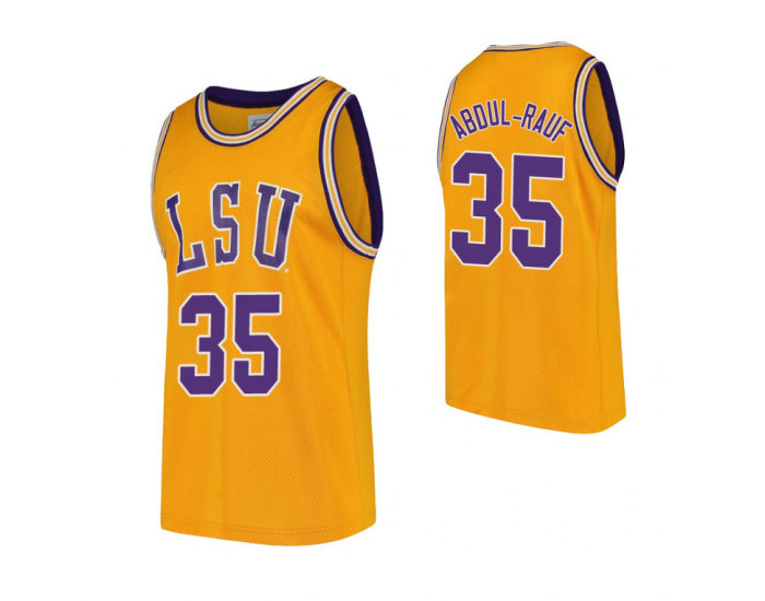 LSU Tigers #35 Mahmoud Abdul-Rauf Gold Replica College Basketball Jersey
