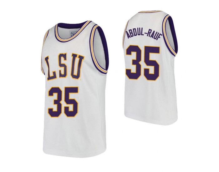 LSU Tigers #35 Mahmoud Abdul-Rauf White Authentic College Basketball Jersey