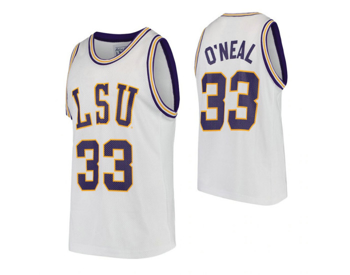 Youth LSU Tigers #33 Shaquille O'Neal White Authentic College Basketball Jersey