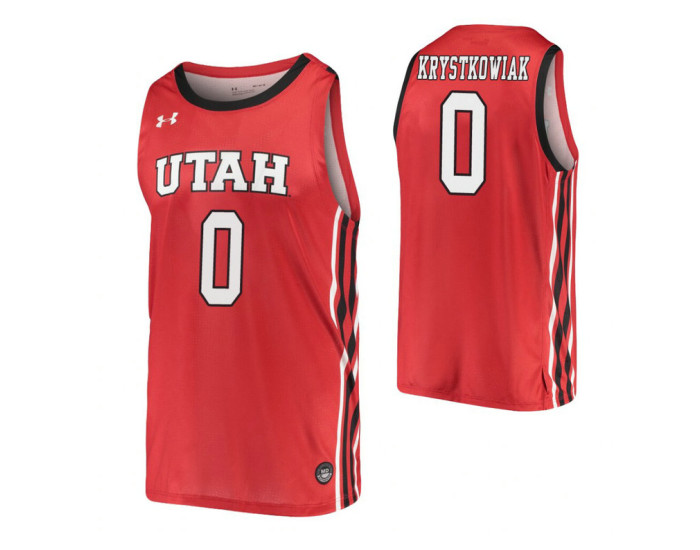 Utah Utes #0 Luc Krystkowiak Red Authentic College Basketball Jersey