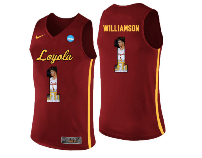 Loyola (Chi) Ramblers #1 Lucas Williamson Authentic College Basketball Jersey Red