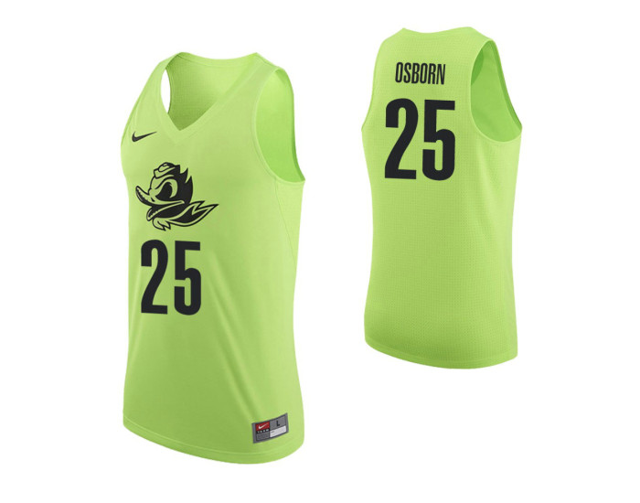 Oregon Ducks #25 Luke Osborn Replica College Basketball Jersey Apple Green