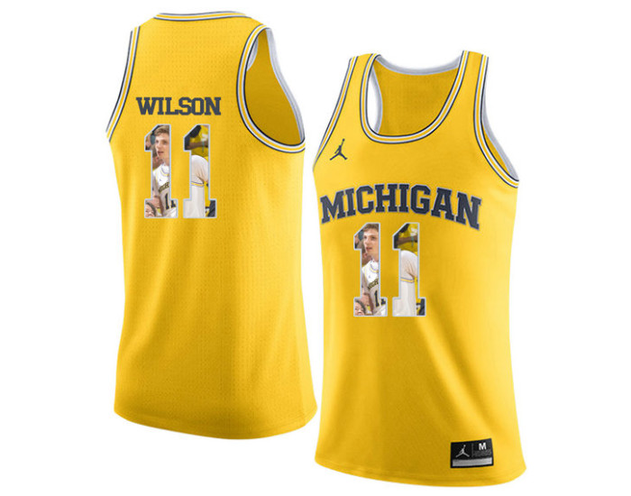 Michigan Wolverines #11 Luke Wilson Authentic College Basketball Jersey Yellow