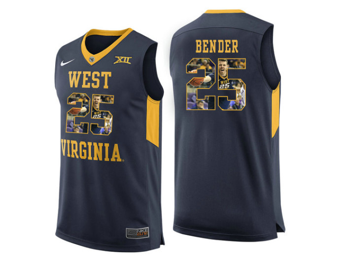 West Virginia Mountaineers #25 Maciej Bender Replica College Basketball Jersey Navy
