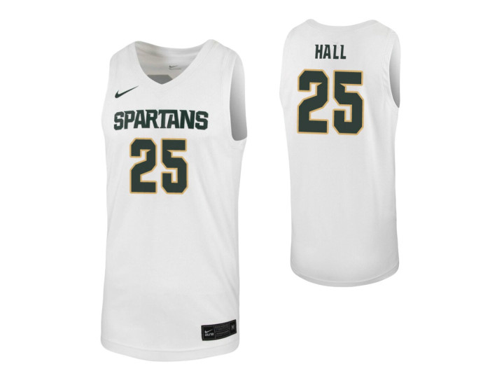 Youth Malik Hall Authentic College Basketball Jersey White Michigan State Spartans