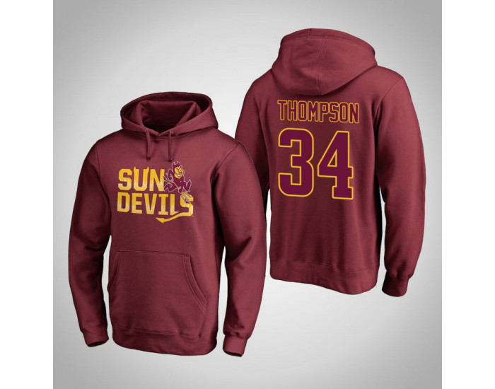 Arizona State Sun Devils #34 Trevor Thompson Men's Maroon Team Hometown Collection Pullover Hoodie