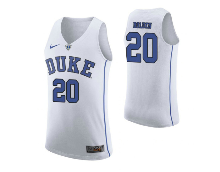 Youth Duke Blue Devils #20 Marques Bolden Replica College Basketball Jersey White
