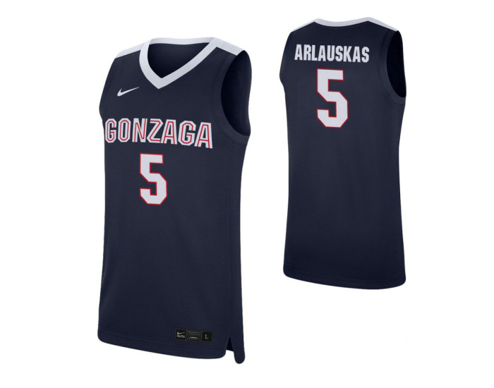 Gonzaga Bulldogs #5 Martynas Arlauskas Navy Replica College Basketball Jersey