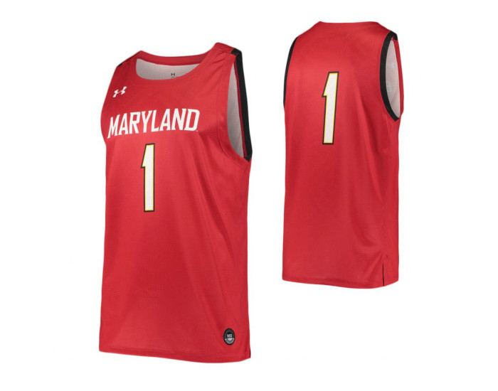 Maryland Terrapins #1 Authentic College Basketball Jersey Red