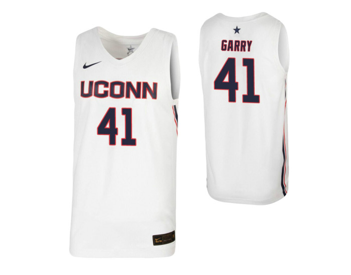 Matt Garry Authentic College Basketball Jersey White UConn Huskies