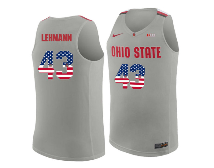 Ohio State Buckeyes #43 Matt Lehmann Replica College Basketball Jersey Gray