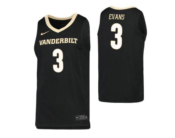 Vanderbilt Commodores #3 Maxwell Evans Black Authentic College Basketball Jersey